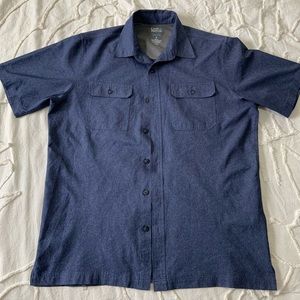 Croft & Barrow Button Up M Short Sleeve Cotton Blue Quick-Dry Shirt